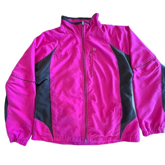Danskin Now Womens Pink and Black jacket XL 16-18 windbreaker zip up. - Picture 1 of 7